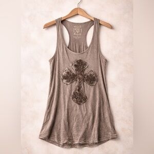 Velvet Stone Cross Racerback Tank Tunic Mini Dress M